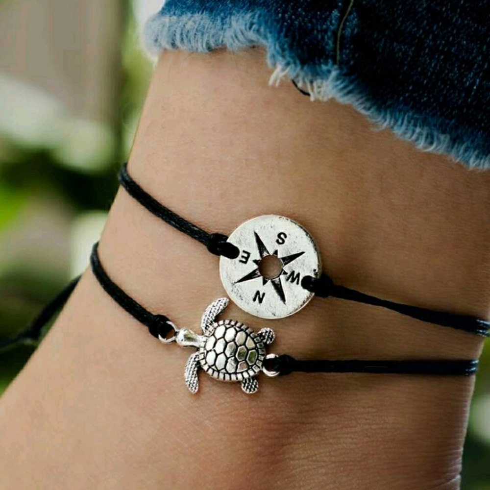 2 for 15 Tortoise Decor Anklet Set 2pcs